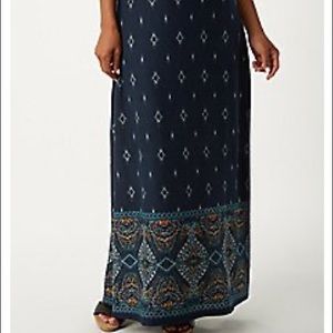 Printed Hacci Knot Maxi Skirt